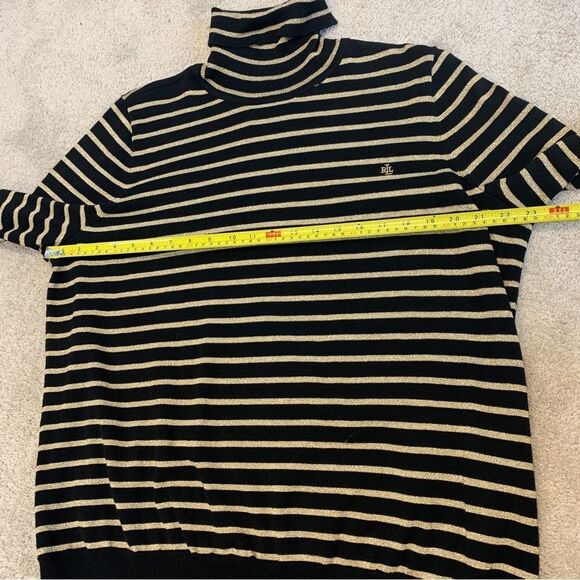 Lauren Ralph Lauren black gold knit striped turtleneck sweater Sz 2X NWT - Picture 8 of 9